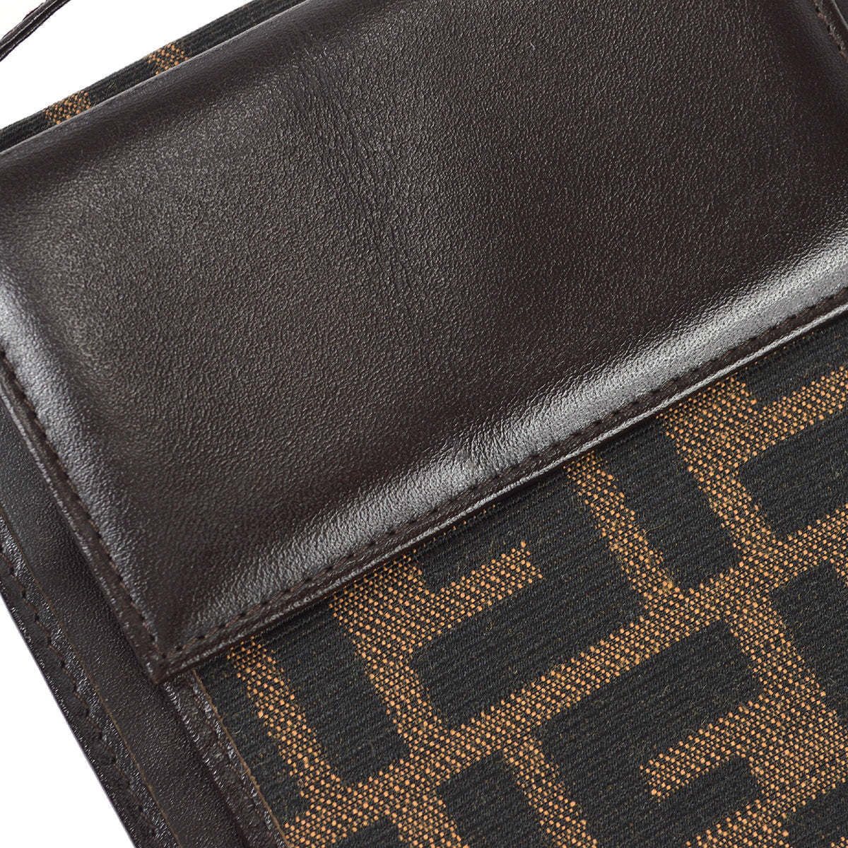 Fendi Zucca Shoulder Bag Wallet Pochette Brown