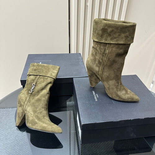 Saint Laurent SL NIKI BOOTIES OLIVE SUEDE