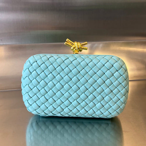 Bottega Veneta KNOT 20 IN BLUE PASTEL LAMBSKIN