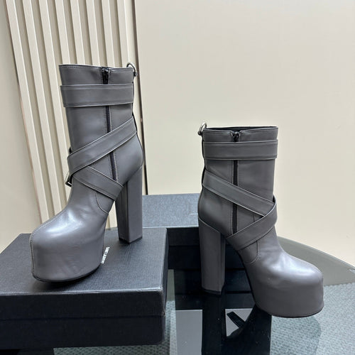 Saint Laurent SL ANKLE BUCKLE BOOT PLATFORM PORPOISE CALFSKIN