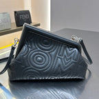 FENDI FENDI FIRST MINI 25 IN BLACK CALFSKIN BAG SILVER HARDWARE