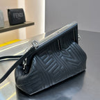 FENDI FENDI FIRST MINI 25 IN BLACK CALFSKIN BAG SILVER HARDWARE