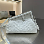 FENDI FENDI FIRST MINI 25 IN WHITE CALFSKIN BAG SILVER HARDWARE