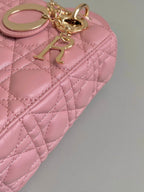 DIOR SMALL LADY 20 POWDER PINK LAMBSKIN