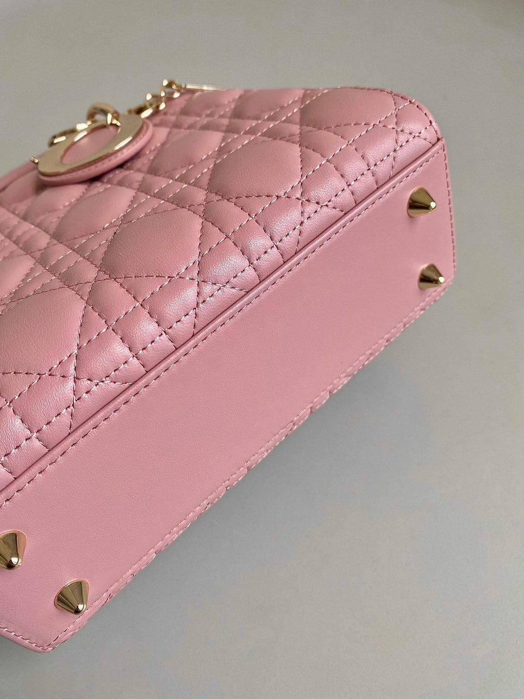 DIOR SMALL LADY 20 POWDER PINK LAMBSKIN