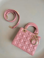 DIOR SMALL LADY 20 POWDER PINK LAMBSKIN