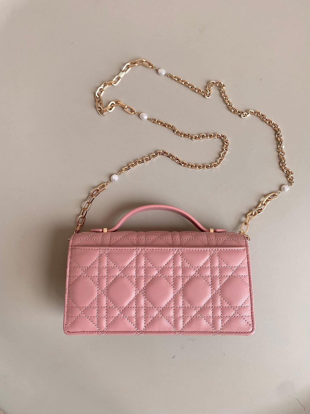 DIOR LADY 21 CHAIN BAG IN HOT PINK LAMBSKIN