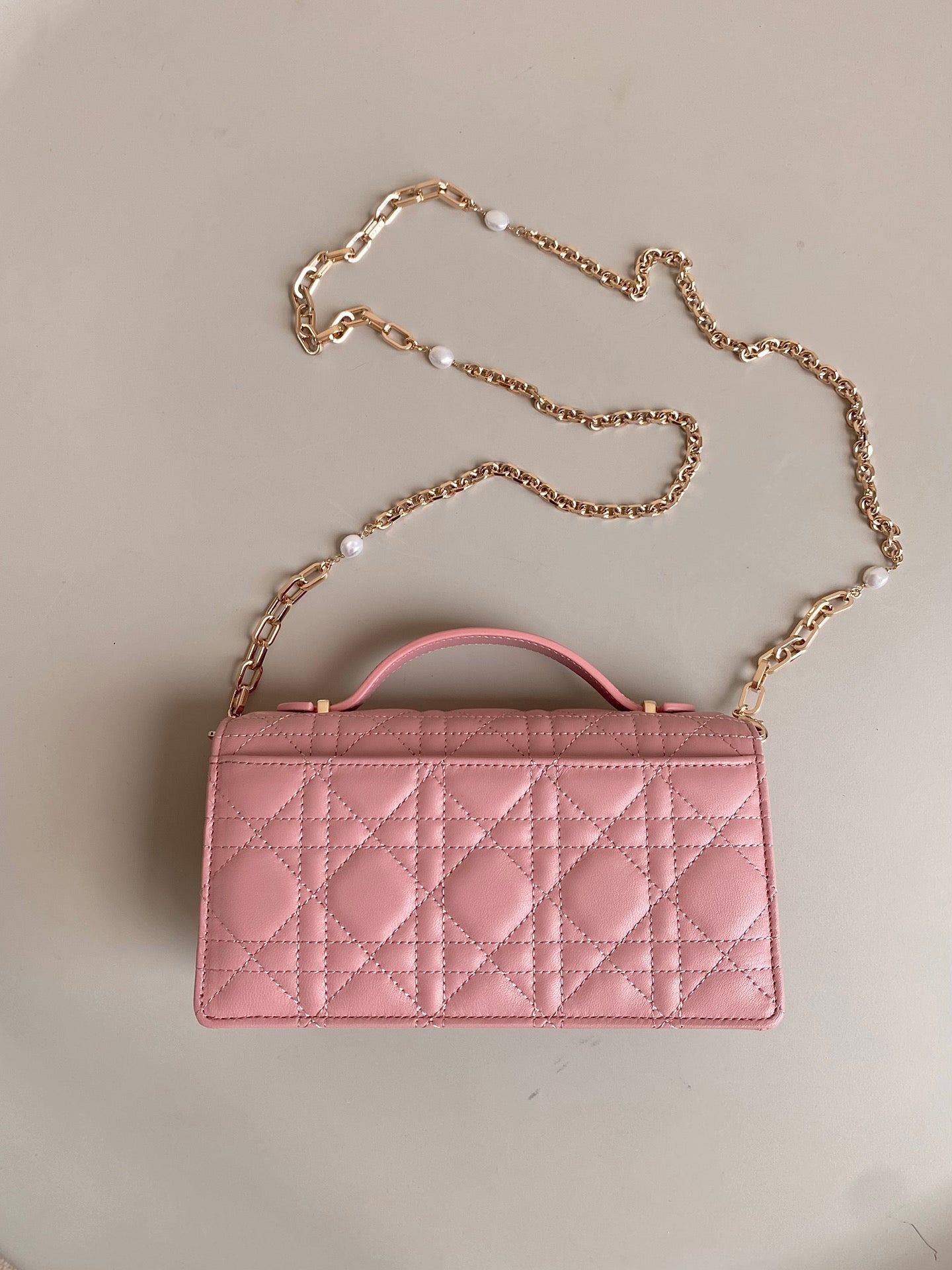 DIOR LADY 21 CHAIN BAG IN HOT PINK LAMBSKIN