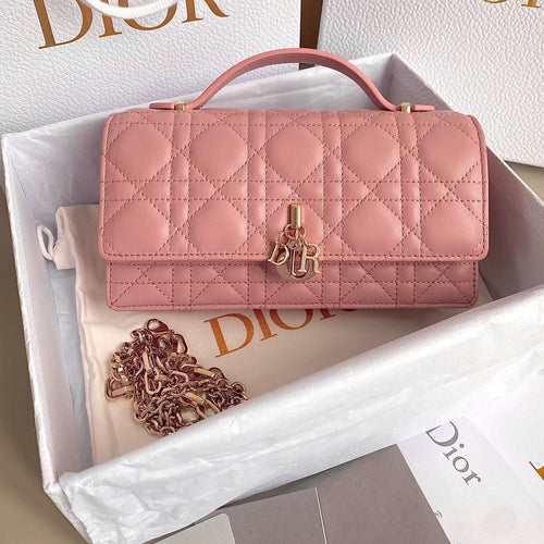 DIOR LADY 21 CHAIN BAG IN HOT PINK LAMBSKIN