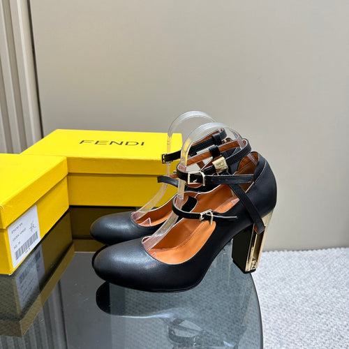 FENDI FENDI DELFINA HIGH-HEELED 85 MM SANDAL IN BLACK LAMBSKIN