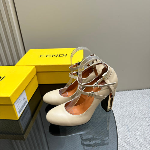 FENDI FENDI DELFINA HIGH-HEELED 85 MM SANDAL IN BEIGE LAMBSKIN