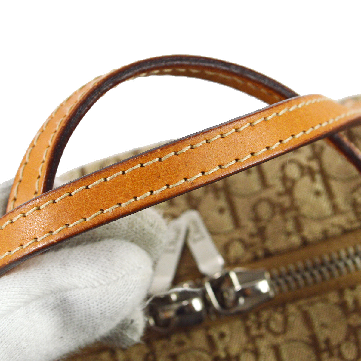 Christian Dior 2003 Trotter Handbag Beige