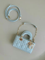 DIOR MINI D-JOY BAG 17 IN LIGHT BLUE LAMBSKIN