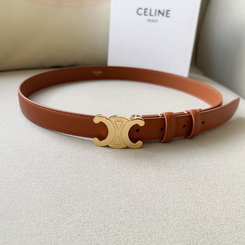 Celine Medium Triomphe Belt 25mm Tan Calfskin Ghw