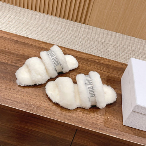 DIOR Sandal White Grey Fleece And Canvas Fabric