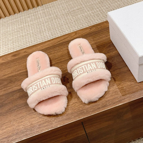 DIOR Dway Slide Pastel Pink Fleece Lining And Canvas Fabric