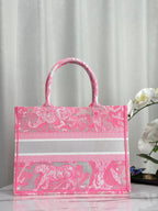 DIOR MEDIUM BOOK TOTE 37 CANDY PINK MACROCANNAGE EMBROIDERY