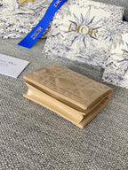 DIOR Caro 11cm Compact Wallet Shiny Beige Calfskin