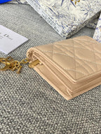 DIOR Caro 11cm Compact Wallet Beige Calfskin