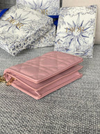 DIOR Caro 11cm Compact Wallet Pink Calfskin