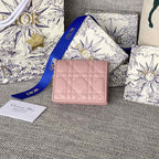 DIOR Caro 11cm Compact Wallet Pink Calfskin