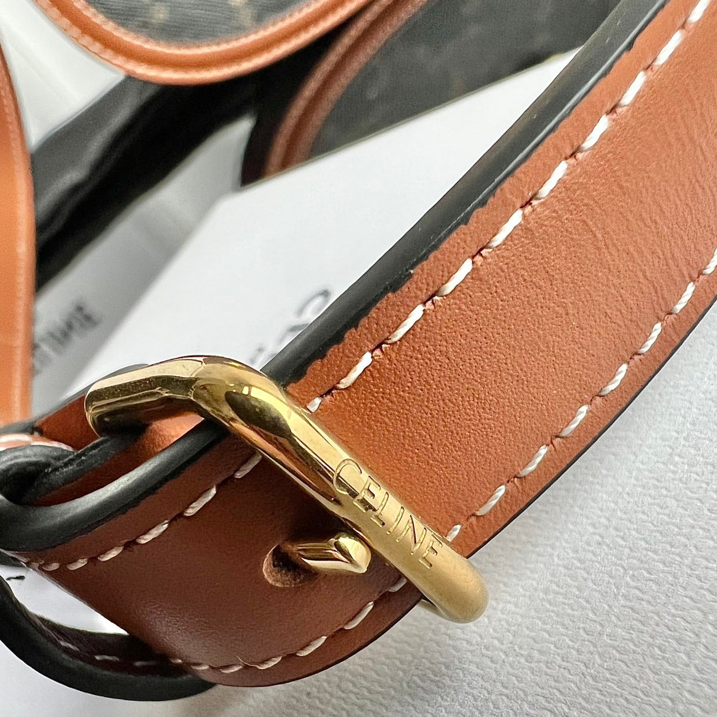 Celine TRIOMPHE SHINY CALFSKIN HANDBAG 18 BLACK PARTERN