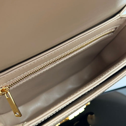 Celine TRIOMPHE SHINY CALFSKIN HANDBAG 18 CREAM GREY