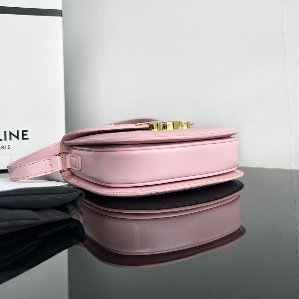Celine TRIOMPHE SHINY CALFSKIN HANDBAG 18 PINK PASTEL