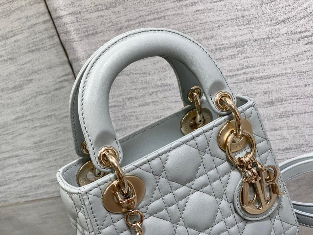 DIOR mini lady 17 marian blue lambskin