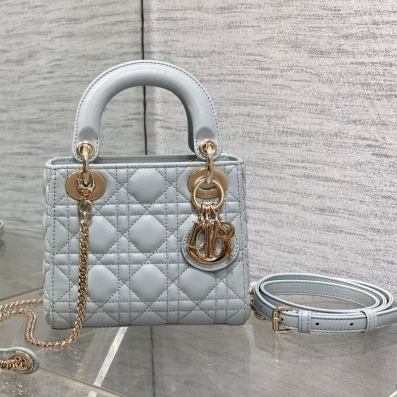 DIOR mini lady 17 marian blue lambskin