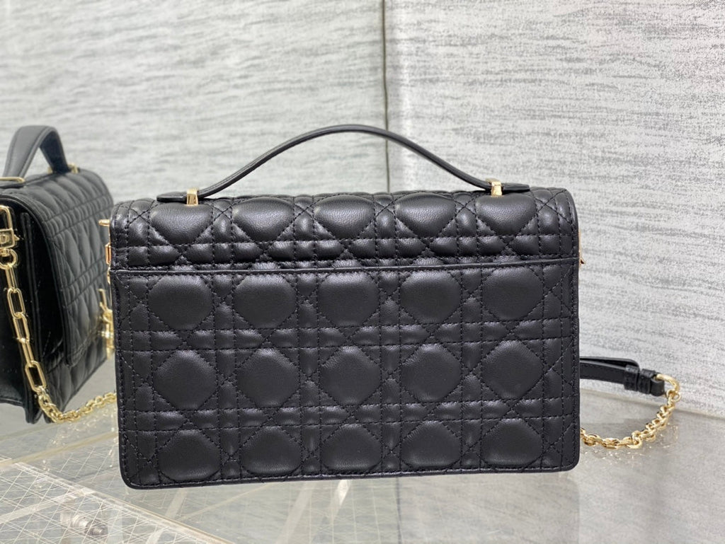 DIOR MY 24 TOP HANDLE BAG BLACK LAMBSKIN