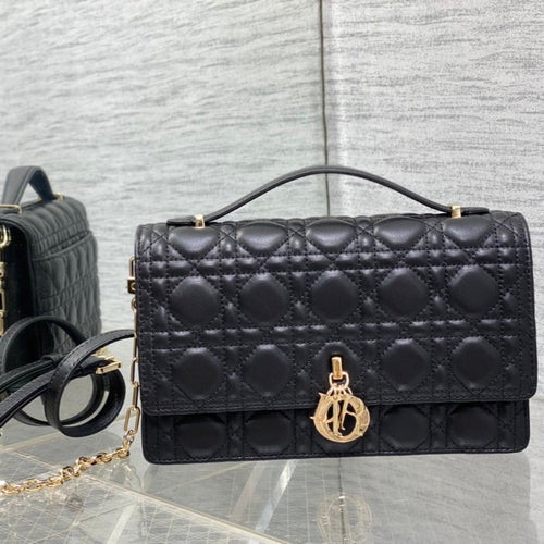 DIOR MISS TOP HANDLE 24CM BLACK LAMBSKIN