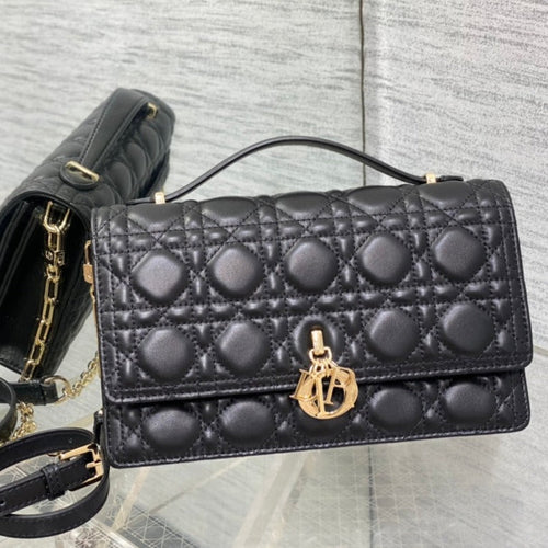 DIOR MY 24 TOP HANDLE BAG BLACK LAMBSKIN