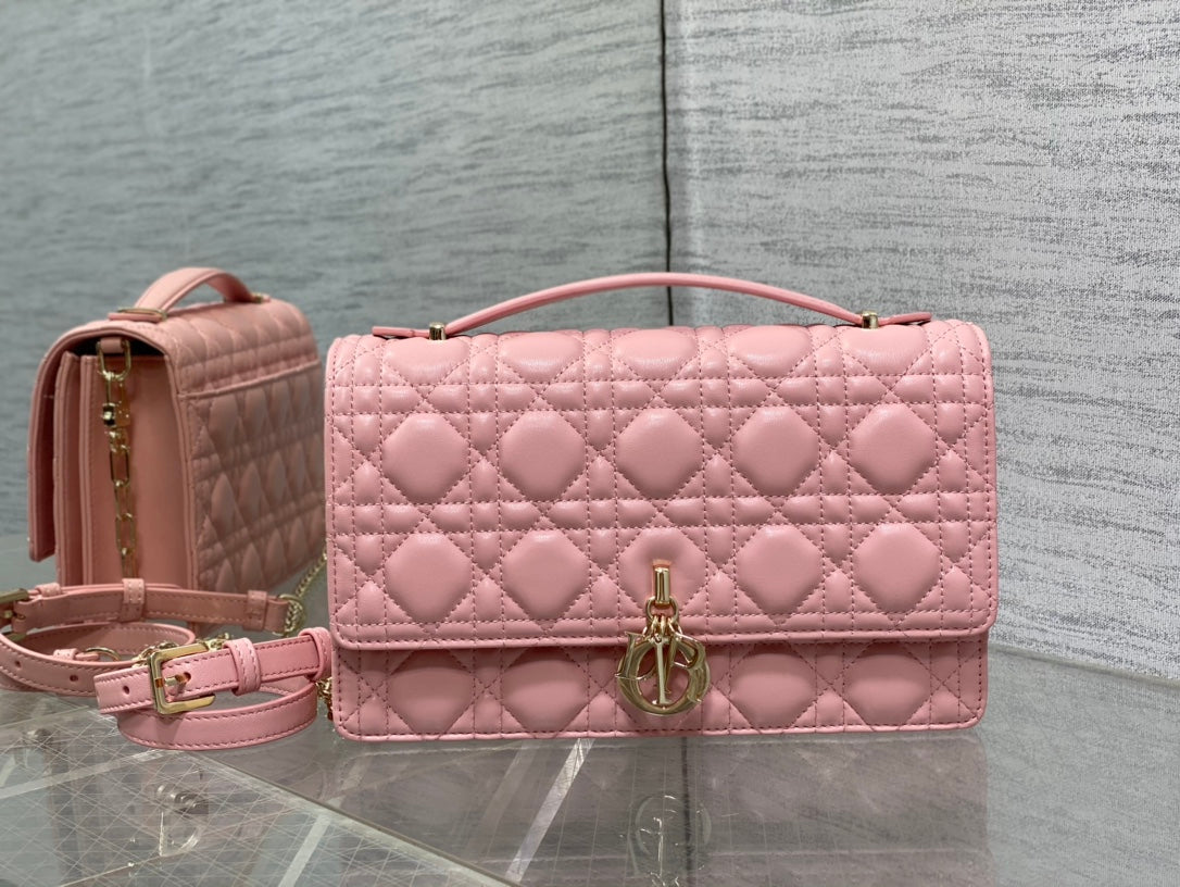 DIOR MY 24 TOP HANDLE BAG PINK LAMBSKIN