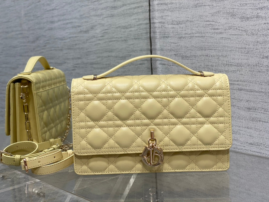 DIOR MY 24 TOP HANDLE BAG LIGHT YELLOW LAMBSKIN
