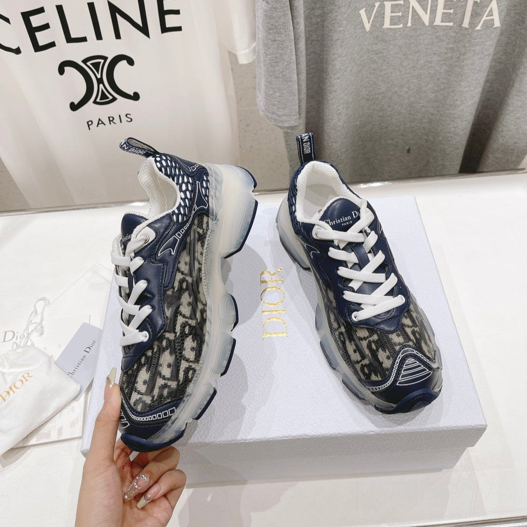 DIOR Vibe Sneaker Charcoal Blue Black Polyester Mesh Fabric And Oblique Jacquard Fabric