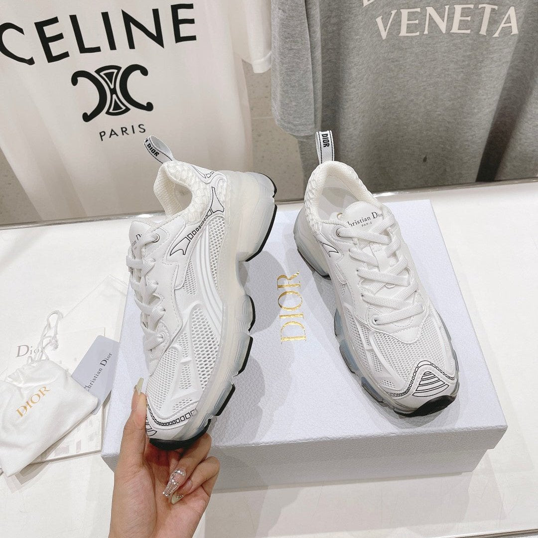 DIOR Vibe Sneaker White Polyester Mesh Fabric And Lambskin