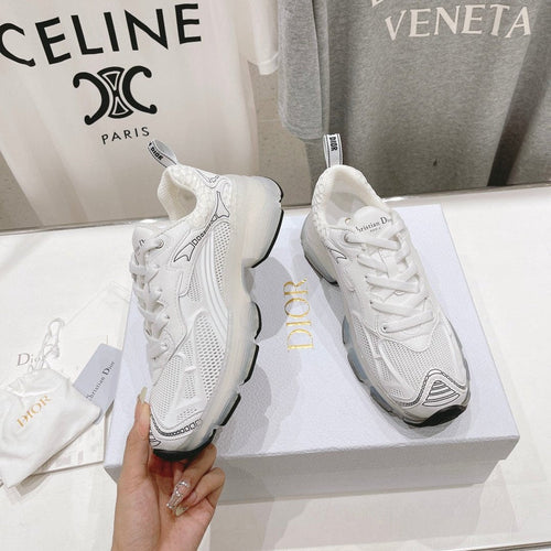 DIOR Vibe Sneaker White Polyester Mesh Fabric And Lambskin