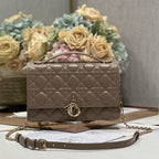 DIOR MY 24 TOP HANDLE BAG DARK BROWN LAMBSKIN