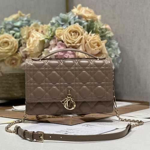 DIOR MY 24 TOP HANDLE BAG DARK BROWN LAMBSKIN