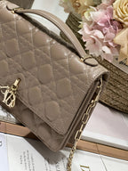 DIOR MY 24 TOP HANDLE BAG DARK BROWN LAMBSKIN