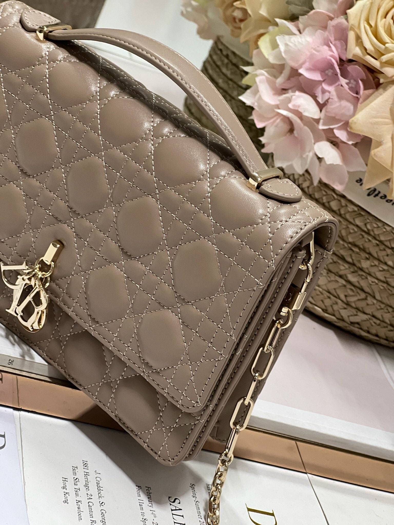 DIOR MY 24 TOP HANDLE BAG DARK BROWN LAMBSKIN