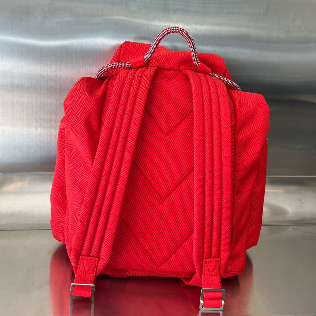 Bottega Veneta ALTO 42 BACKPACK IN CHERRY RED JACQUARD FABRIC