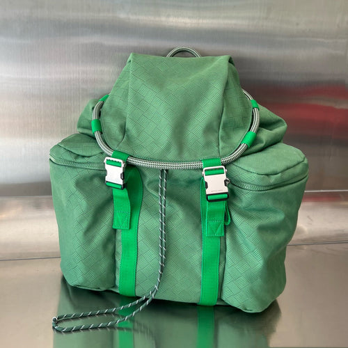 Bottega Veneta ALTO 42 BACKPACK IN COOL GREEN JACQUARD FABRIC
