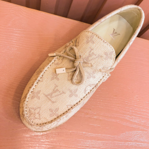 Louis Vuitton LOAFER IN CAMEL BROWN MONOGRAM DENIM WITH BOW