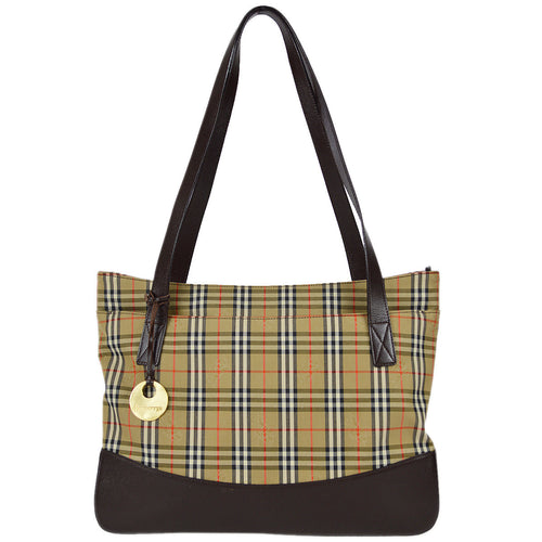 Burberrys Beige House Check Shoulder Tote Bag