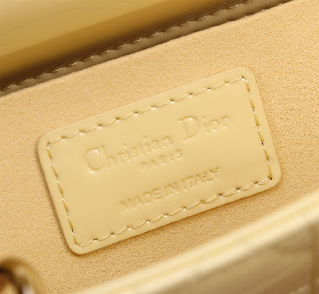 DIOR SMALL LADY D-JOY 22 YELLOW LAMBSKIN