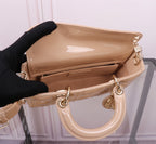 DIOR SMALL LADY D-JOY 22 BEIGE LAMBSKIN