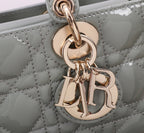DIOR SMALL LADY D-JOY 22 ROCK GRAY LAMBSKIN