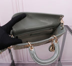 DIOR SMALL LADY D-JOY 22 ROCK GRAY LAMBSKIN